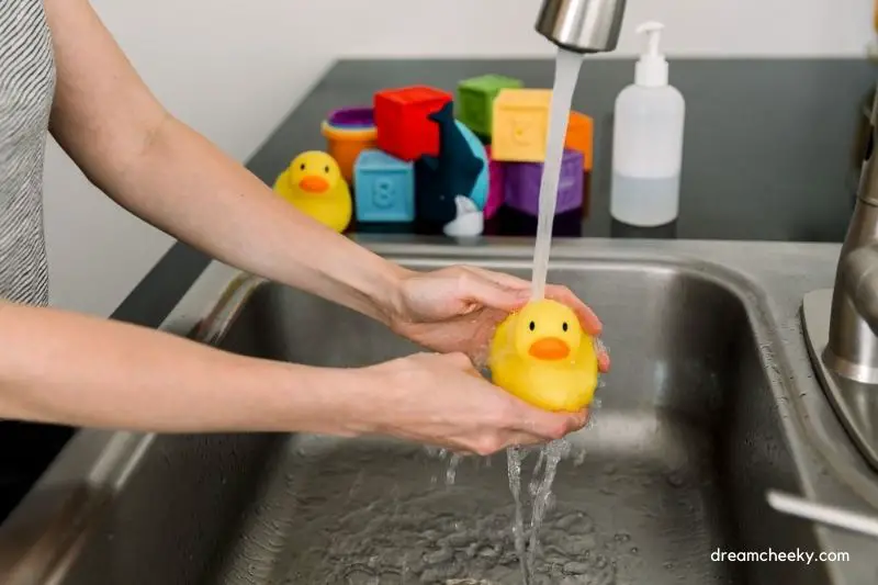 Clean Baby Toys with Soap and water