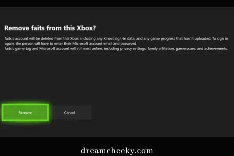 Remove an account On Xbox One