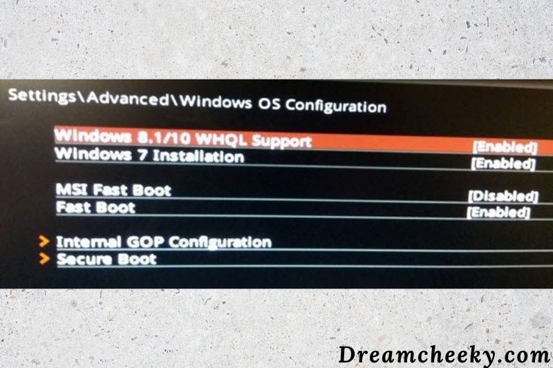 Enable Windows 10 WHQL Support In BIOS