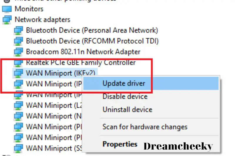 Update network adapter driver and reinstall if needed