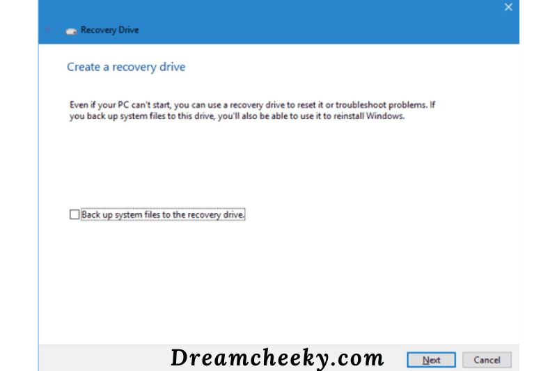 Create a Recovery Drive