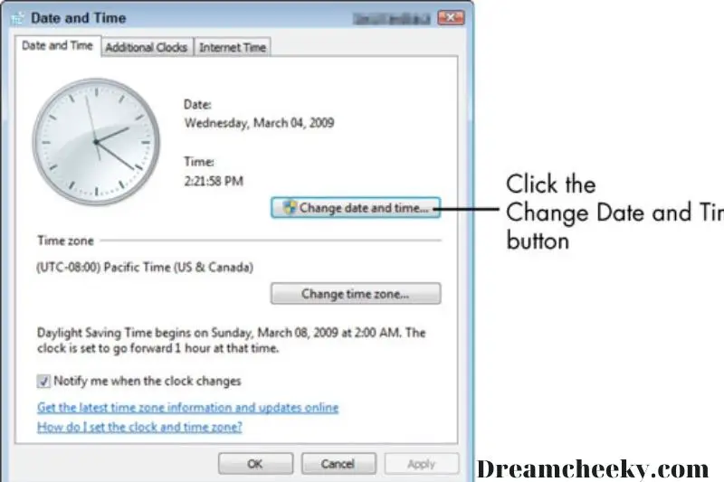 Set the Correct Date & Time on your PC
